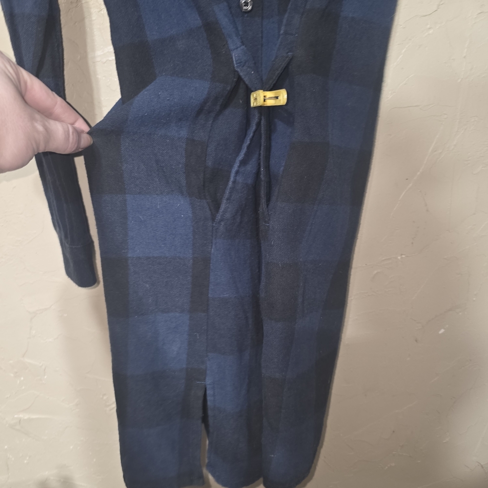 VANS Navy Blue Black Buffalo Plaid Flannel Button Down Tunic Shirt Dress Pockets - Picture 5 of 11